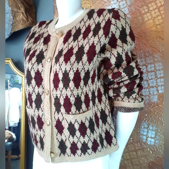 Zara Sweaters - NWOT Zara Wool Blend Argyle Knit Cardigan
